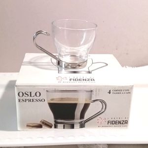 Bormioli Rocco Casa Fidenza Fine Italian🇮🇹 Expresso Glass Cups  Set of Four ☕️